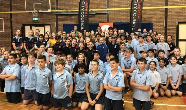 Matildas meet primary school kids