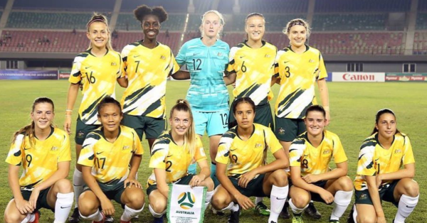 Westfield Young Matildas line up before Nepal clash