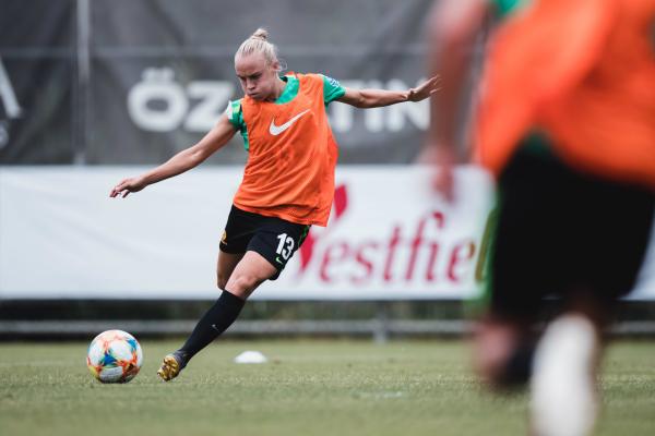 Tameka Yallop is a picture of concentration as she strikes the ball