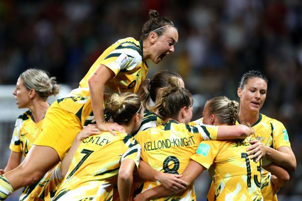 Matildas celebrate a goal
