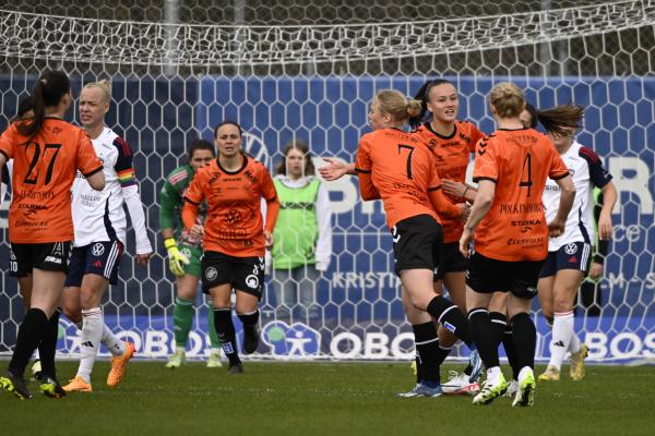 Amy Sayer celebrates after scoring a third goal during Sundays match between Kristianstads DFF and FC Rosengard in OBOS Damallsvenskan at Kristianstads football arena KRISTIANSTAD SVERIGE x50090x Copyright: xJohanxNilsson TT