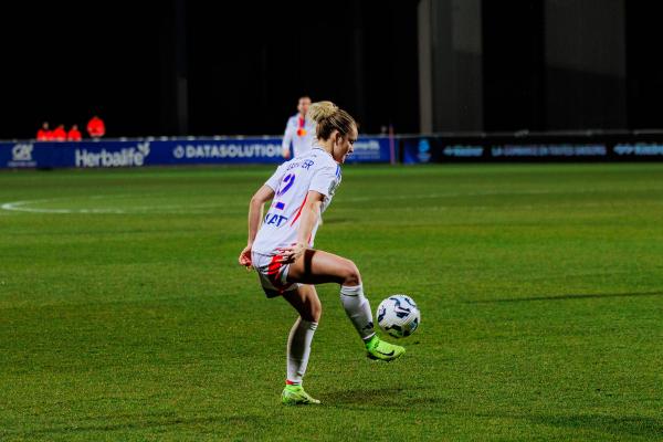 Ellie Carpenter (12 Olympique Lyonnais) in action during the Arkema PL game between Olympique Lyonnais and Dijon FCO at OL Training Center in Lyon, France. (Pauline FIGUET SPP) 
