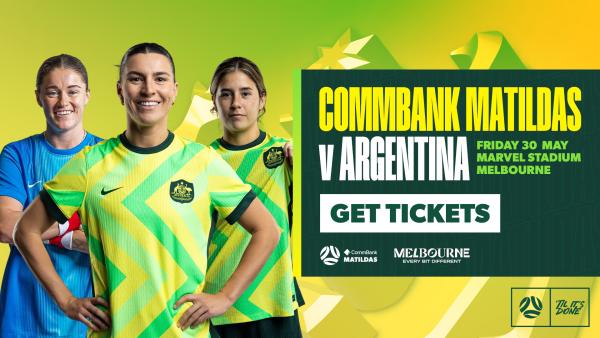 Tickets on sale to general public for our clash against Argentina at Marvel Stadium