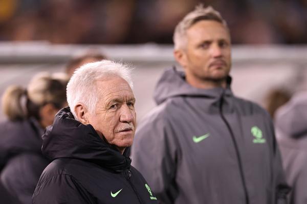 CANBERRA, AUSTRALIA - JUNE 02: Tom Sermanni, Matildas Head Coach looks on during the International Friendly match between Australia Matildas and Argentina at GIO Stadium on June 02, 2025 in Canberra, Australia. (Photo by Cameron Spencer/Getty Images)
