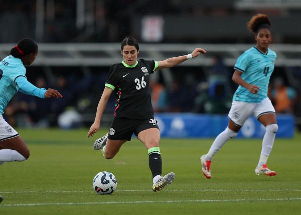 BUNBURY, AUSTRALIA - JULY 05: Adriana Taranto of the Matildas in action during the International Friendly match between Australia Matildas and Panama at Hands Oval on July 05, 2025 in Bunbury, Australia. (Photo by Janelle St Pierre/Getty Images)