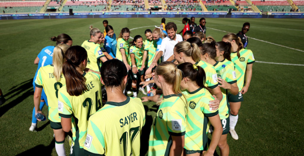 NAIROBI, KENYA - APRIL 11: Players of Australia huddle following victory during the FIFA Series 2026 match between Australia and Malawi at Nyayo National Stadium on April 11, 2026 in Nairobi, Kenya. (Photo by FIFA/FIFA via Getty Images)