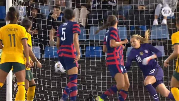 CHANCE: Cooney-Cross - The young Matilda almost equalising