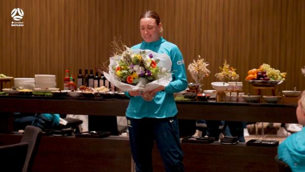 Mackenzie Arnold receives a special gift for her 50th appearance ?
