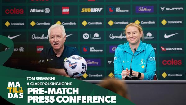 Clare Polkinghorne & Tom Sermanni | Pre-Match Press Conference | CommBank Matildas v Brazil | Suncorp Stadium