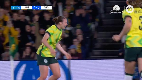 GOAL: Debutant Kahli Johnson makes it 1-0 | Australia v Argentina | International Friendly 2025