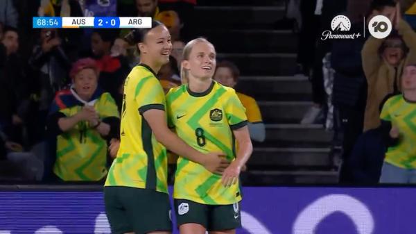 GOAL: Kaitlyn Torpey's cross-turned-shot makes it two | Australia v Argentina | International Friendly 2025