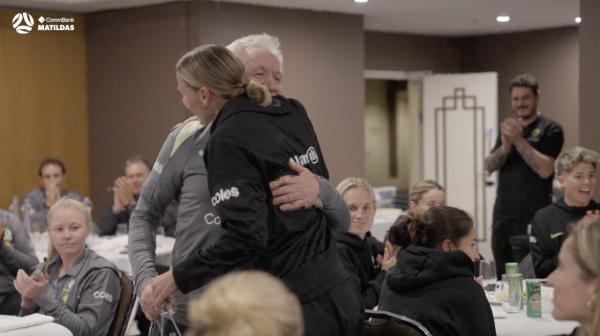 Tom Sermanni celebrates 150 coaching caps with the CommBank Matildas
