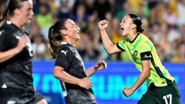 GOAL: Sayer opens the scoring in Gosford | CommBank Matildas v New Zealand