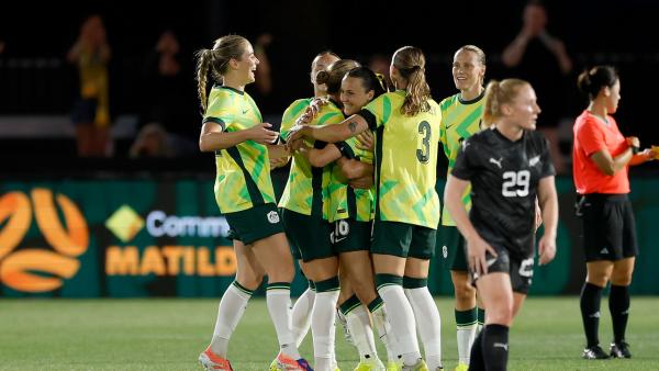 GOAL: Raso bends a goal in | CommBank Matildas v New Zealand