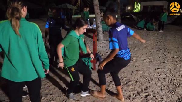 Westfield Junior Matildas hold a bbq with the Vanuatu U-19's