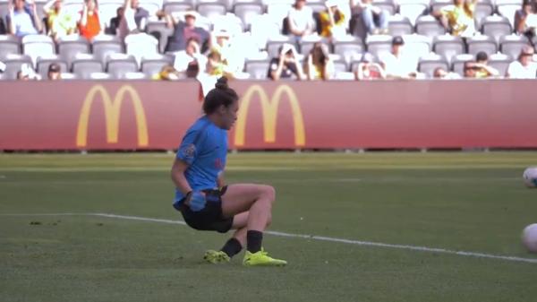Fans watch the Matildas train at Bankwest Stadium