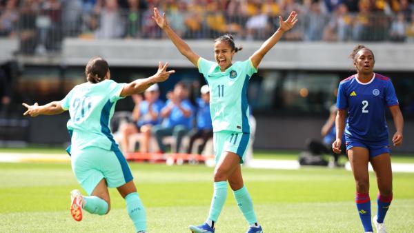 GOAL: Mary Fowler opens the scoring in Perth