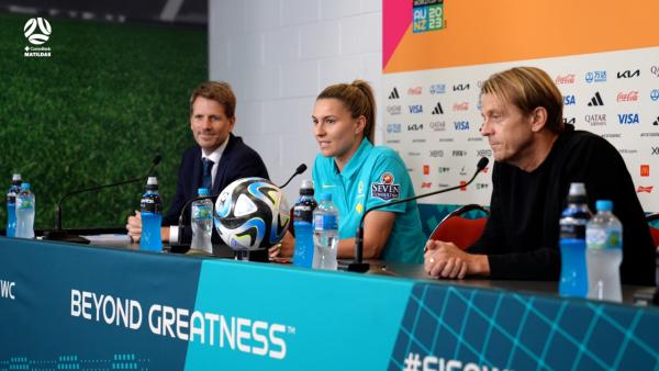 BTS from today's MD-1 press conference with Steph Catley at Brisbane Stadium! ?