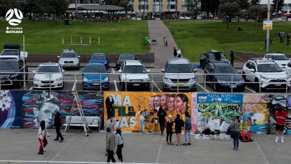 The story behind the Matildas mural on the iconic Bondi Beach Sea Wall ??️