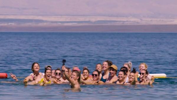 Matildas frolic in the Dead Sea