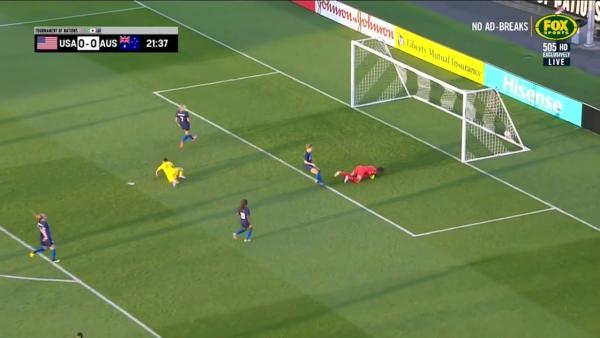 Logarzo opens the scoring for the Matildas