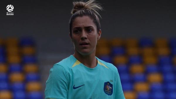 Katrina Gorry is presented with the rebel sport Player Of The Match for #AUSvSCO