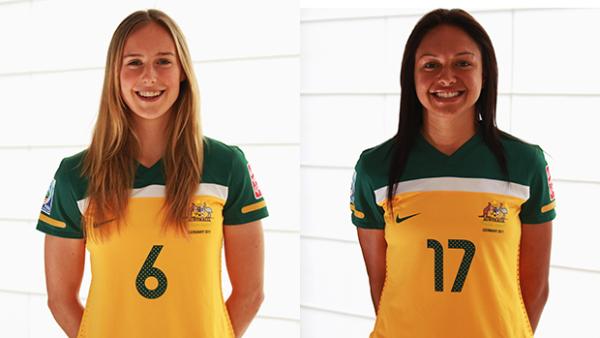 Matildas Stars Ellyse Perry and Kyah Simon.