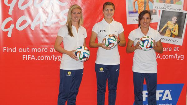Elise Kellond-Knight, Steph Catley and Lisa De Vanna and today's launch.