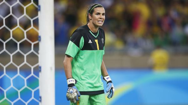 Lydia Williams looks on during a match for Australia at last year's Rio Olympic Games.
