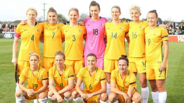 The Westfield Matildas starting XI against the Football Ferns in Ballarat on Saturday.