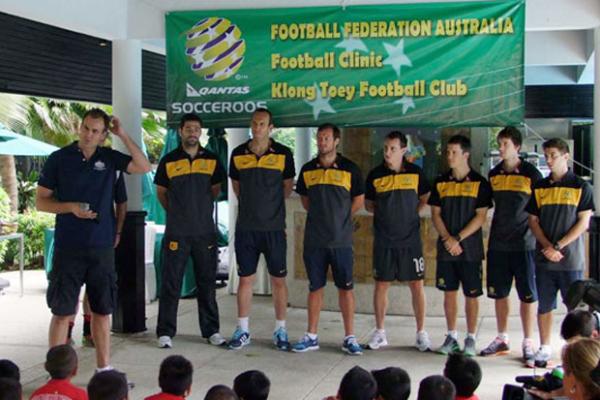 Qantas Socceroos' Klong Toey FC football clinic