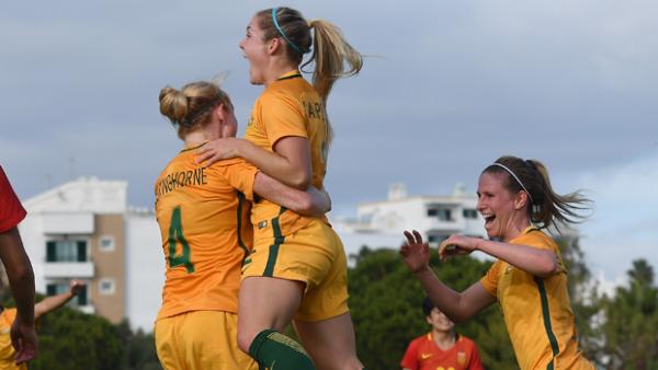 Ellie Carpenter netted her maiden goal for the Matildas in their win over China.