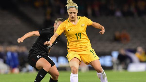 Katrina Gorry on the ball against New Zealand in Melbourne.