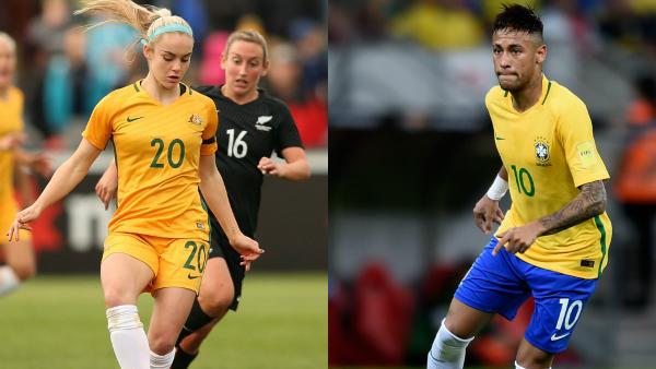 Australian youngster Ellie Carpenter and Brazilian superstar Neymar.