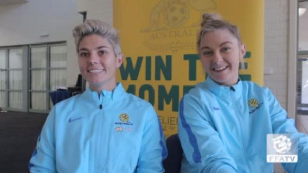 Westfield Matildas forwards Michelle Heyman and Larissa Crummer speaking to FFA TV.