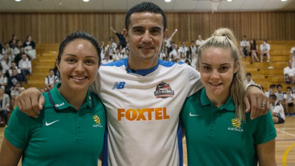Kyah Simon, Tim Cahill and Ellie Carpenter.