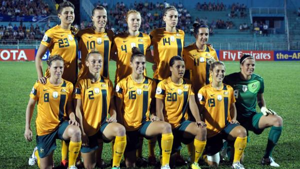 The Matildas pose for a photo prior to the Asian Cup Final against Japan in May.