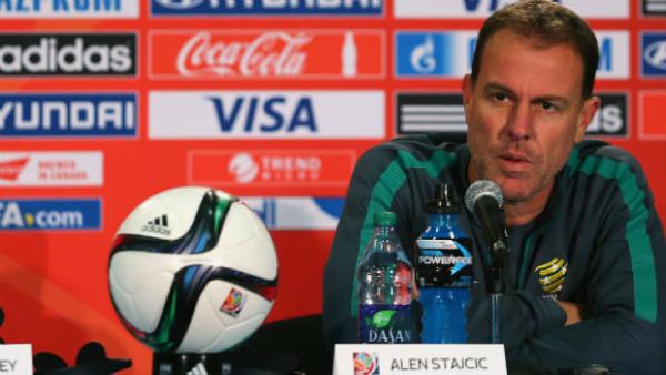 Westfield Matildas Head Coach Alen Stajcic addresses media at the 2015 FIFA Women's World Cup.