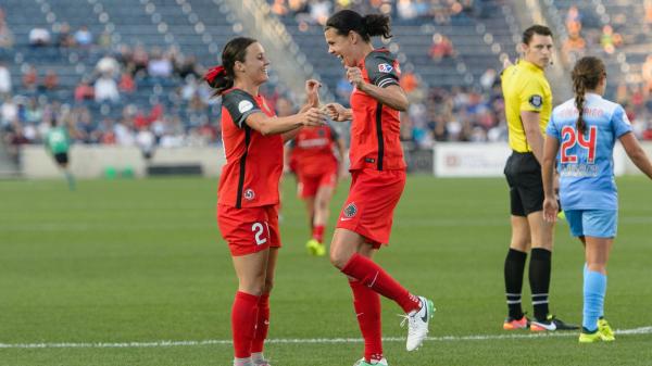 Hayley Raso scored two goals for Portland against Seattle over the weekend. Image: Portland Thorns.