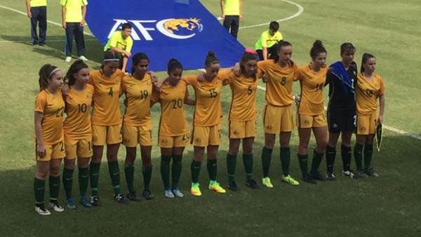 The Mini Matildas starting XI before their game against Hong Kong.