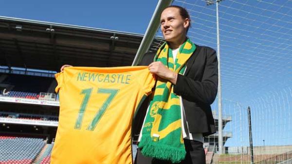 Newcastle-born Westfield Matildas star Emily van Egmond will get a rare chance to play in front of family and friends against Brazil.