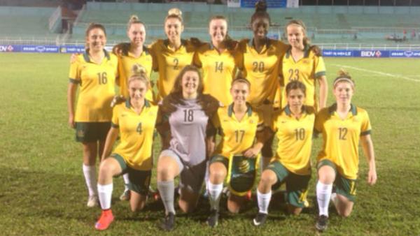 The Young Matildas starting XI against Indonesia.