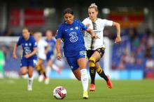 Sam Kerr on the ball v Everton 