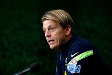 Head Coach Tony Gustavsson speaks after an Australia Matildas training session at Suncorp Stadium on September 02, 2022 in Brisbane, Australia. (Photo by Bradley Kanaris/Getty Images)