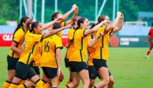 Junior Matildas celebrate after first goal against Bangladesh 24 September 2023