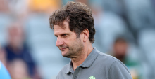 GOSFORD, AUSTRALIA - NOVEMBER 28: Matildas Head Coach, Joe Montemurro looks on ahead of the International Friendly match between Australia Matildas and New Zealand Football Ferns at Polytec Stadium on November 28, 2025 in Gosford, Australia. (Photo by Cameron Spencer/Getty Images)